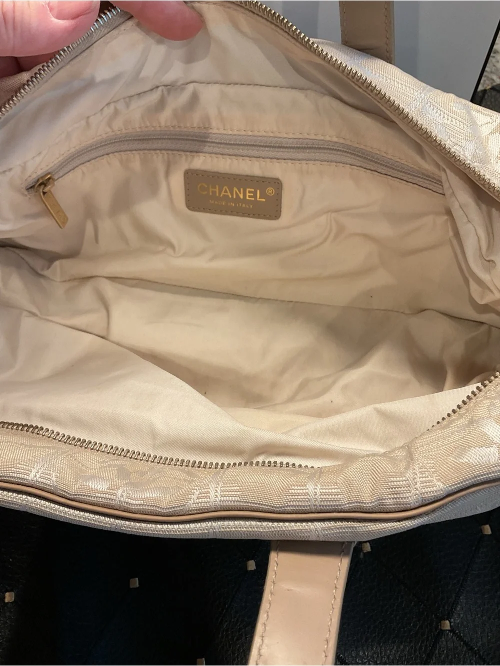 CHANEL 2003 TRAVEL LINE BEIGE BOWLER BAG